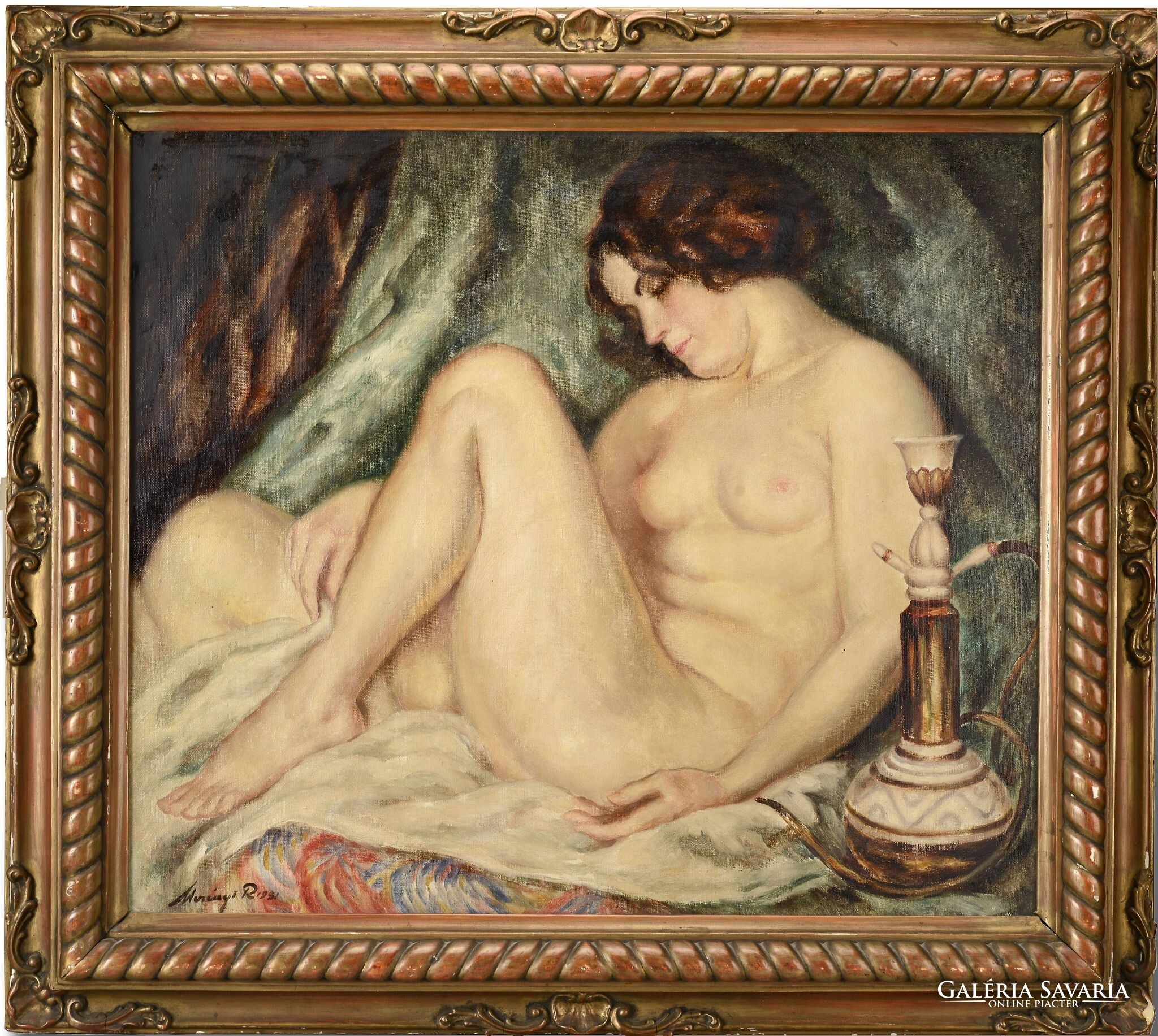 Rudolf Merényi female nude smoking opium Paintings Galeria Savaria