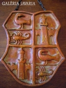 Coat of arms: numbered wall ceramic marked with the monogram 