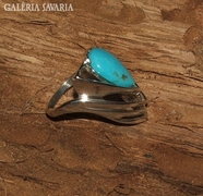 art deco jellegű valódi türkízköves ezüst gyűrű