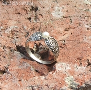 régi markazitos ezüst gyűrű gyönggyel 
