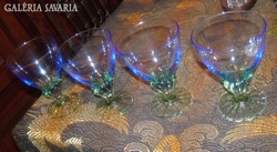 Csodás muránói nagy üveg talpas kehely - poharak  4 db