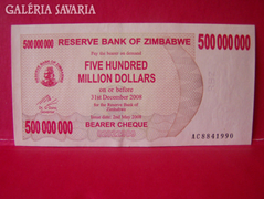 500 Millió Dollár - Zimbabwe.