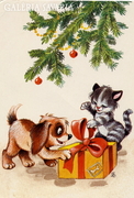 Füzesi Zsuzsa grafikáiból készült karácsonyi lap