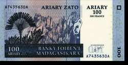 Madagaskár 100 ariary 500 francs 2004 Unc