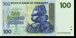 Zimbabwe 100 dollár 2007 Unc