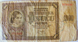 Horvátország 1000 kuna 1941 Vg+