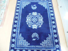 Iráni kézi csomózású kék, fehér szőnyeg 140x80-as