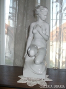 Fehér női akt  hollóházi szobor 31 cm