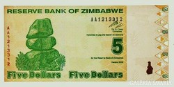 Zimbabwe 5 Dollár 2009 Unc