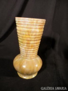 B381 I4 Folyatott mázas jelzett kerámia váza 21cm