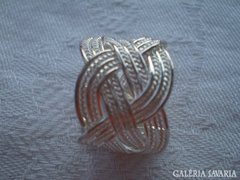 Ezüst széles fonott gyűrű 
