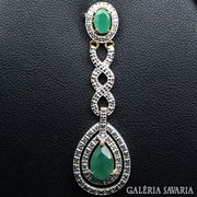 Valódi Smaragd & Gyémánt ezüst medál 14K arany