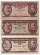 100 Forint 3db 1949 - 1968 - 1992 (postával )