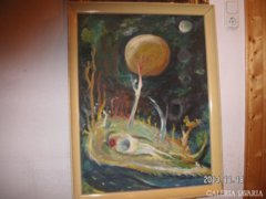 Soltész  A . aláírással    modern , érdekes  festmény, mérete  65 x 85 cm,
