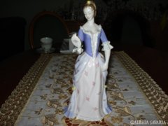 Hollóházi barokk tükrös hölgy kézzel festett