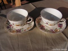 1 pár 4 db pillangós Zsolnay teás csésze + tányér
