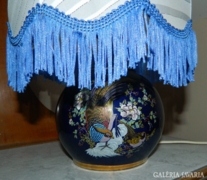 Antique oriental pheasant pattern cobalt blue lamp