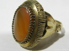 Gyönyörű, 980-as antik ezüst gyűrű, méz ónix kővel
