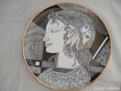 X738 G1 Hollóházi Szász Endre porcelán falitányér
