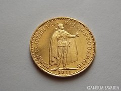 1911 Ferenc József arany 10 Korona  aUNC/XF