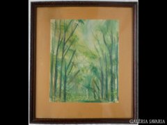 Y712 R1 Bizse János erdőbelső akvarell