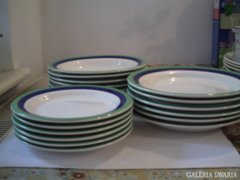 zöld-kék csíkos tányér készlet