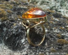 antik art deco borostyán gyűrű