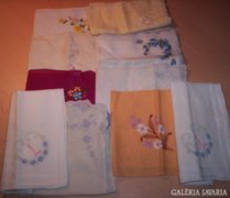 Zsebkendők, hímzett, régi, 10 db