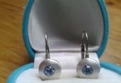Antik ezüst kék köves button fülbevaló