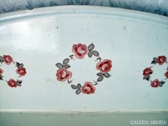 Régi zománcos lemez fűszeres polc rózsákkal díszítve 