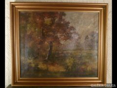 3055 T1 Jelzett festmény őszi erdő