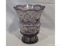 4291 B6 Régi színezett csiszolt üveg váza 20,5 cm