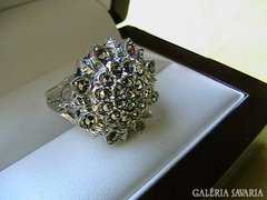 Régi markazitos ezüst koktél gyűrű