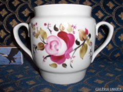 Rózsás, aranyozott porcelán tároló