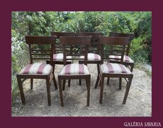 6db antik fa szék,kárpitozott ülő résszel 