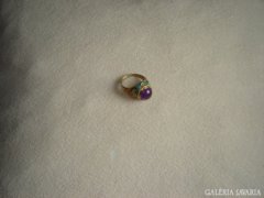  Antik aranyozott ezüst gyűrű ametiszt kővel