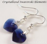 Swarovski kristály fülbevaló - 10mm-es szív dark indigo
