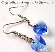 Swarovski kristály fülbevaló - 10mm-es szív sapphire