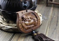 Buddha lótuszvirág amulett rózsafából faragott