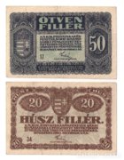 20 - 50 Fillér 1920 (Postával)