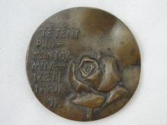 5862 Régi jelzett JANZER FRIGYES bronz plakett 8cm