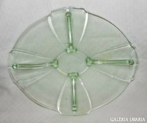 Stölzle Art Deco Zöld "Szárnyas"Üveg Tál