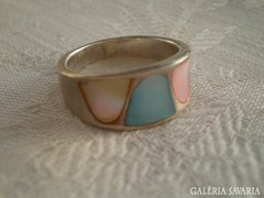 Gyöngyház színes ezüst gyűrű