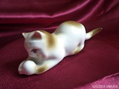 Zsolnay antik, cica porcelán figura