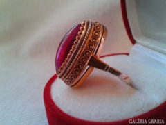 Aranyozott ezüst rózsakvarc gyűrű