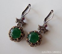 Ezüst fülbevaló smaragd, rubin és topáz kövekkel_2