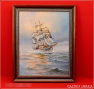 "Vitorlás hajó a tengeren" festmény