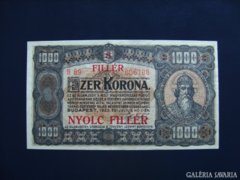1000 Korona 1923 / Nyolc Fillér fb. / aUNC!