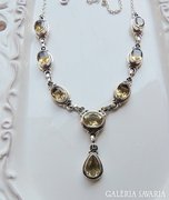 Mesterjegyes antik ezüst collier, mézszínű citrin kövekkel