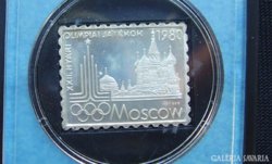  Ezüst 1980-as bélyegérem Moszkvai Olimpia